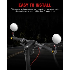 Scooter Rear-view Mirror Compatible with Ninebot by Segway All KickScooters MAX G30 G2 G3 ZT3 Pro GT3 F3 E3(Except Air T15), Adjustable Wide-Angle Vision Rearview Mirrors Original Accessories 2-Pack