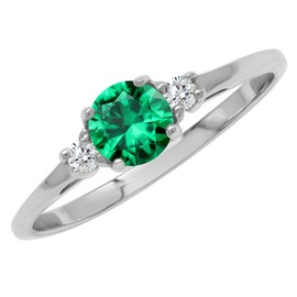 Silvershake Petite Green Nano Emerald & White CZ 925 Sterling Silver Promise Ring Size 9