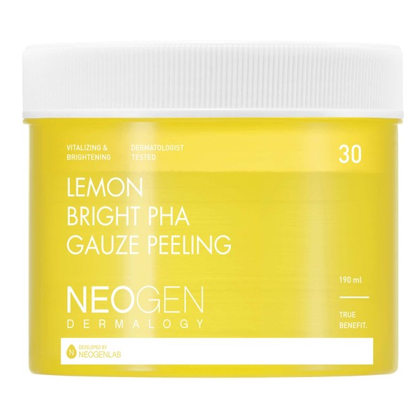 DERMALOGY by NEOGENLAB PHA Gauze Peeling - Formulated with AHA BHA PHA Exfoliating & Cleansing Pad (30 - Lemon)
