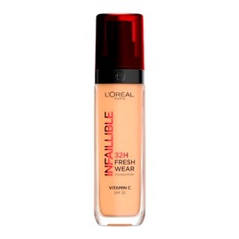 L'Oréal Paris Infallible 32H Freshwear Base de Maquillaje Líquida, Larga Duración y Alta Cobertura, Piel Luminosa al Instante Fórmula con Vitamina C, Tono 235, 30 ml