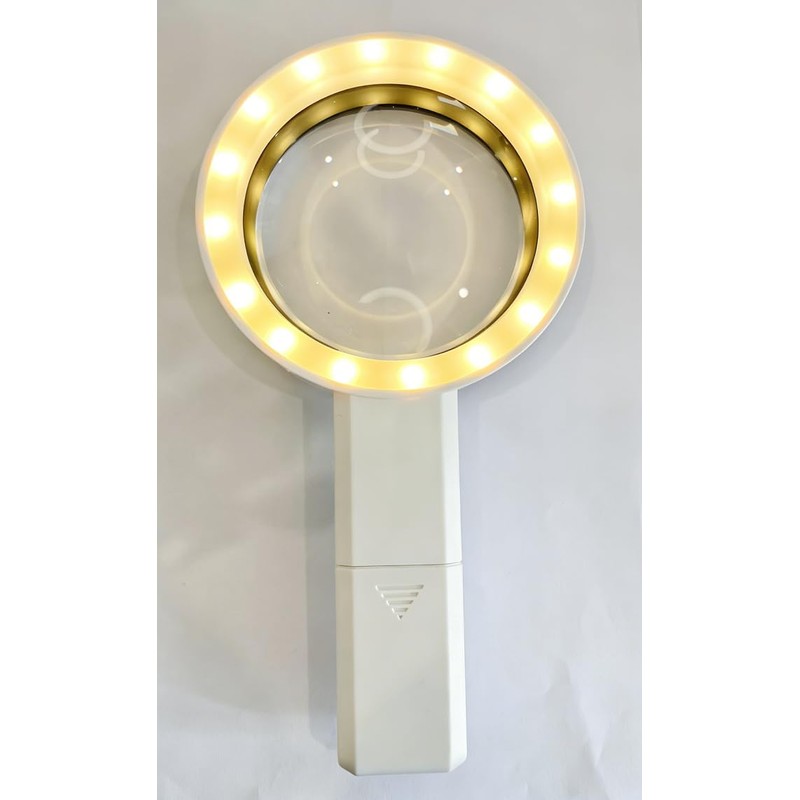 Handheld Magnifying Glass with LED Light, 5X and 10X Combined