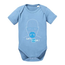 Lets Cook Baby Breaking Romper Walther Organic Bath Cotton White Body Boys & Girls 0-12 Months - baby blue