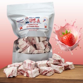 2-Pack Freeze Dried Double Strawberry Swirl Ice Cream Bites (4 oz) - Unique Novelty Gift - Exciting No-Mess, No-Melt Dessert - Hiking, Camping, Party Snack