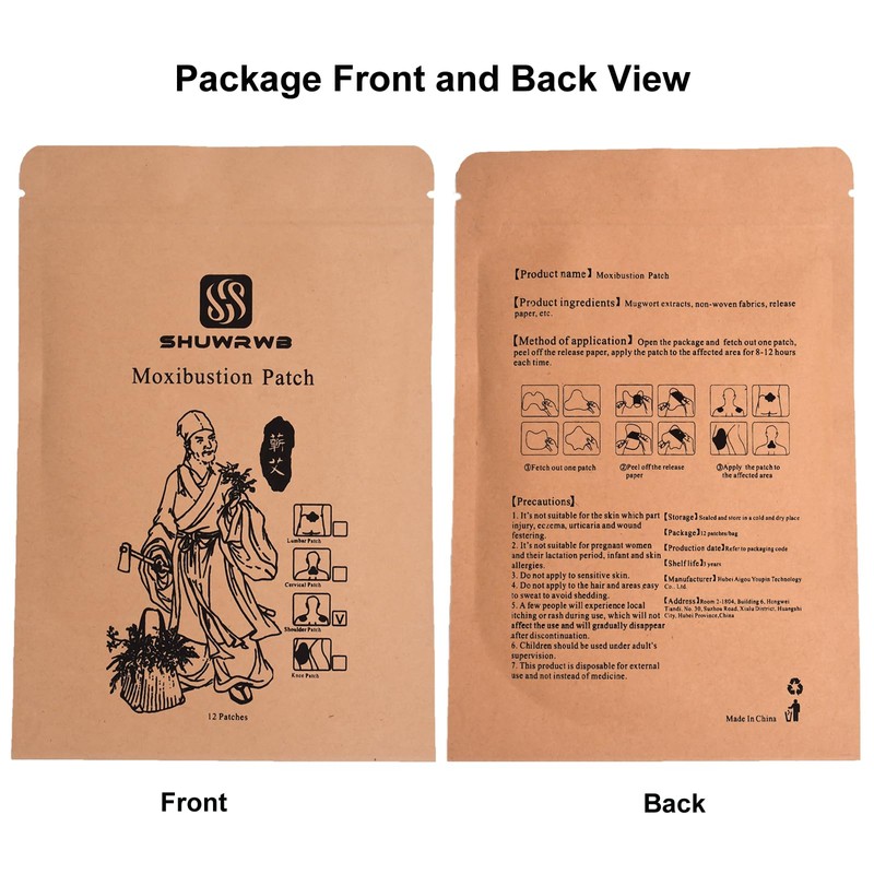 SHUWRWB Moxibustion Patch(Shoulder Patch 12patches per Bag)|Wormwood Patch|Moxa Patch| self-Heating