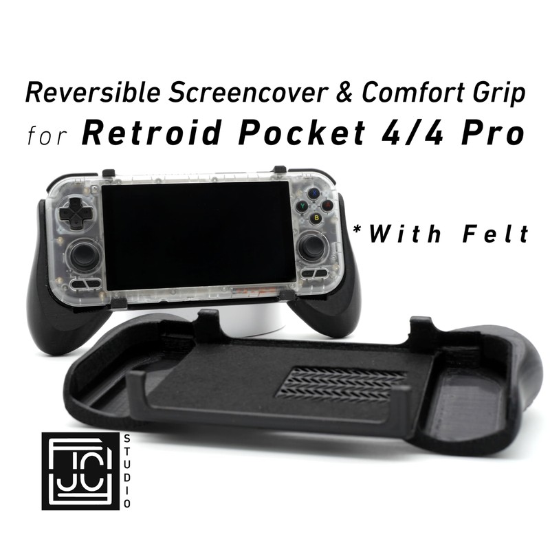 Grip for Retroid Pocket 4/4 Pro 2-in-1 Reversible Screen Cover