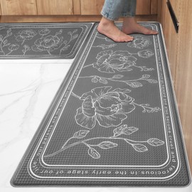 ROTTOGOON Kitchen Floor Mat Set of 2, Cushioned Anti Fatigue Kitchen Mat 20"x32"+20"x59", Non-Slip Waterproof Kitchen Rug, Premium PVC Comfort Kitchen Mats and Rugs for Kitchen, Office, Home, Laundry