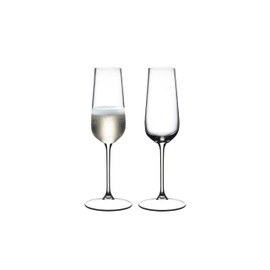 Riedel Champagne Flute - Crystal Glass - 8,454oz (full) - Set of 2-6424/08 - Grape At Premium Sparkling Wine Glass, Dishwasher Safe