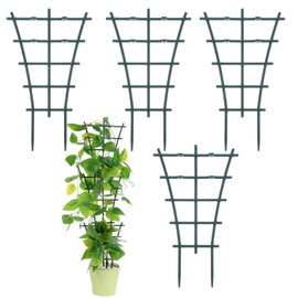 Plant Supports for Potted Plants Indoor, 4 Pack 10in Mini Indoor Plant Trellis Green Coated Flower Pot Trellis for Vine Ivy Flower, Climbing Plants Indoors for Indoors Outdoor Houseplants
