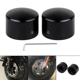 Unbranded Black Front Axle Nut Covers Cap For Harley Street Electra Road Glide FLTR Dyna