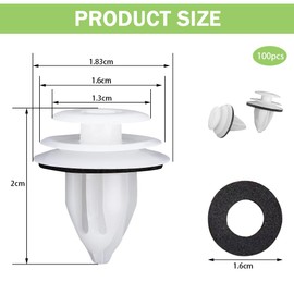 TRKETK Pack of 100 Car Mounting Clips, Door Trim Clips, Universal Car Door Clips with Sponge Pad Design, Plastic Bumper Clips, Reinforcement Clip, Universal Car Accessories