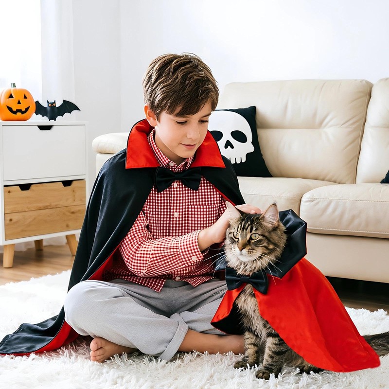 4Pcs Vampire Family Halloween Costume Set, Matching Costume for Human