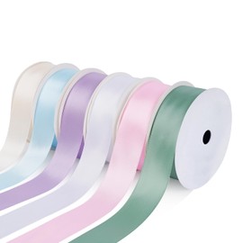 Yardinys Satin Ribbon 1 Inch Ribbon, Pastel Color Ribbon Double Faced Ribbon for Gift Wrapping Flower Bouquet Wedding Party Decoration Hair Bows DIY Crafts- 10 Yards/Roll, Total 60Yds