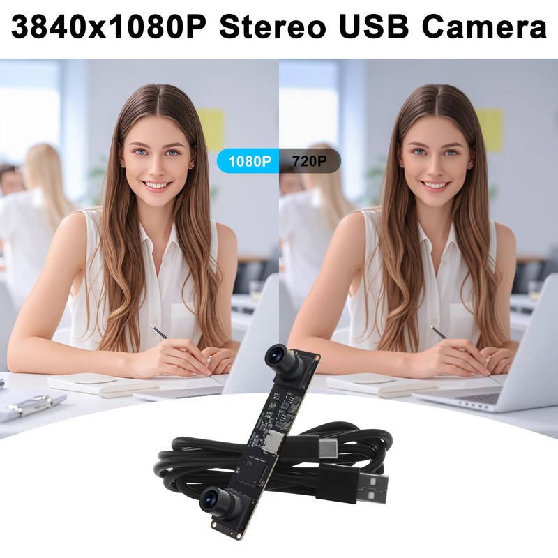 Hotpet 3D Stereo Dual Lens USB Camera Module, 1080P 60fps,