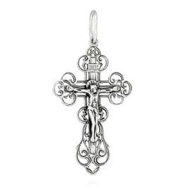 NKlaus K68 Jesus Cross Pendant 925 Silver Orthodox Pendant Faith Symbol, Sterling Silver, No Gemstone