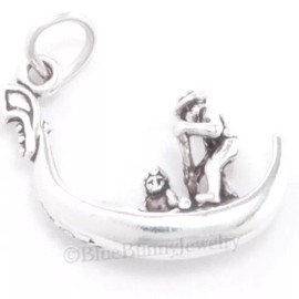 Blue*Bunny GONDOLA charm Venice Italy Boat Travel Pendant Sterling Silver 925 .925 3D