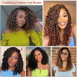 Boho Box Braids Crochet Hair 8 Packs Boho Crochet Braids Pre Looped 1B/33/30 Goddess Box Braids Crochet Hair for Black Women 12 Inch Boho Braids Crochet Hair Extension