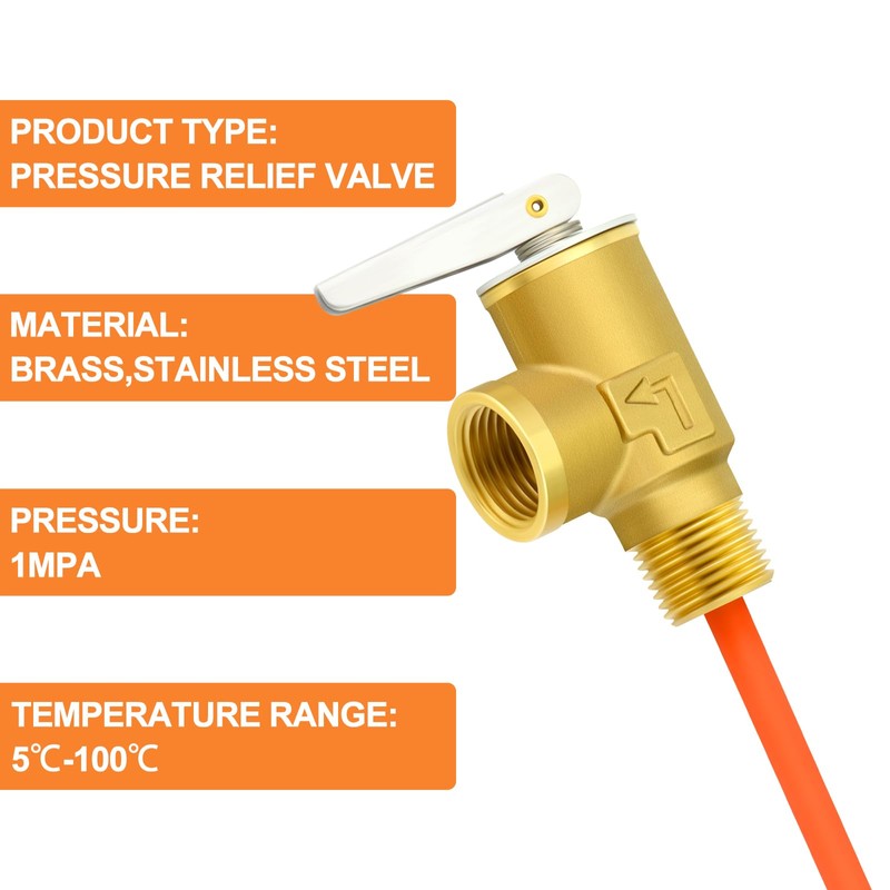 GASHER 1/2" BSP RV Water Heater Temperature and Pressure Relief