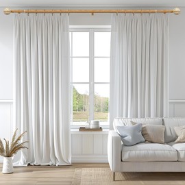 QDWIS Boho Wood Curtain Rods for Windows 48 to 84 inch,1" Adjustable Heavy Duty Window Curtain Rod with Imitation Wood Grain Finials,Rustic Decorative Drapery Rods Set,Size:36-88'',Maple Wood