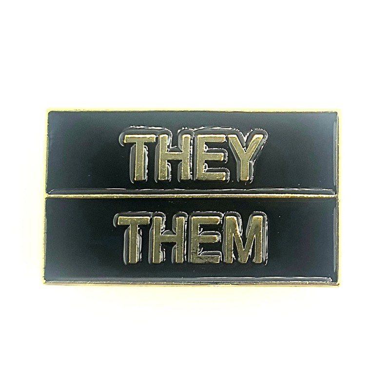 They/Them Black Pronouns Metal Pin Badge