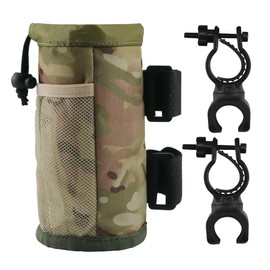 Bike Water Bottle Holder Bicycle Handlebar Bottle Cage Universal Drink Holder with Mesh Pockets (Camouflage)
