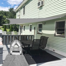 E&K Sunrise 8' x 9' Sun Shade Sail Rectangle Canopy Shade Cover with A Ring Steel Cable Wire UV Block for Pergola Patio Backyard Garden Deck Outdoor (Light Gray)