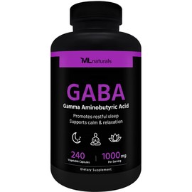 ML Naturals GABA (Gamma-Aminobutyric Acid) Vegetable Capsules. (240)