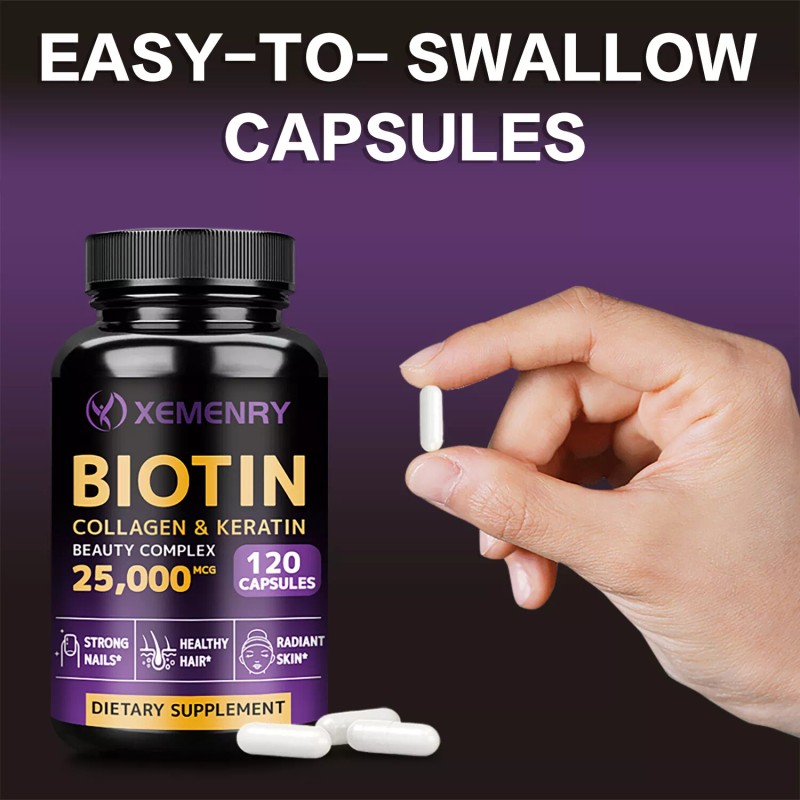 xemenry Biotin Collagen & Keratin 25,000mcg - for Hair, Skin,