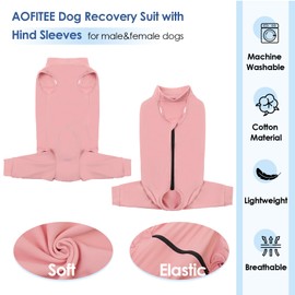 AOFITEE Extra Small Dog Recovery Sleeve Hind Leg, Recovery Suit for Female Male Dogs, Anti Licking Small Dog Rear Leg Sleeve, Pet Wound Cover for Abdomen, Cone Alternative Dogs Wound Heal Onesie,XS