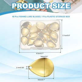 PATIKIL Fishing Lure Blades, 40 Pack 0.7" x 0.6" Fishing Spinner Baits Willowleaf Lure Spinner Making Part with Plastic Storage Box for Bait Fish Accessories, Gold Tone