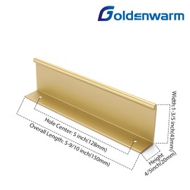 goldenwarm 25 Pack Champagne Gold Edge Tab Pulls Drawer Finger Pulls Cabinet Finger Edge Pulls 5in Gold Kitchen Hardware Brushed Brass Bedroom Drawer Handles, 128mm Hole Centers