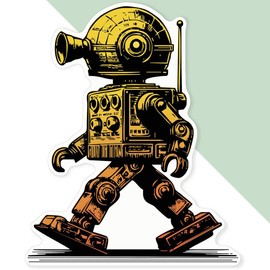 Extra Large 460mm 'Retro Toy Robot' Permanent Sticker Decal for Cars/Windows/Bins/Walls (DW00135131)