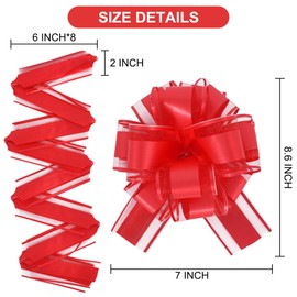 RIBBOOO 20pcs 7 Inch Pull Bows Red Gift Wrap Bows for Gift Wrapping Ribbon Pull Gift Bows for Gift Basket Flower Wrapping Christmas Mother’s Day Valentine's Day Birthday Party Decorations
