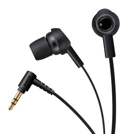 Elecom EHP-C3520BK Tangle-Free Flat Cord Y Type Stereo Earphones, 0.4 inch (9 mm) Drivers, Black