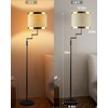 Lightdot 70IN Black Floor Lamp Dimmable Linen Shade LED Floor