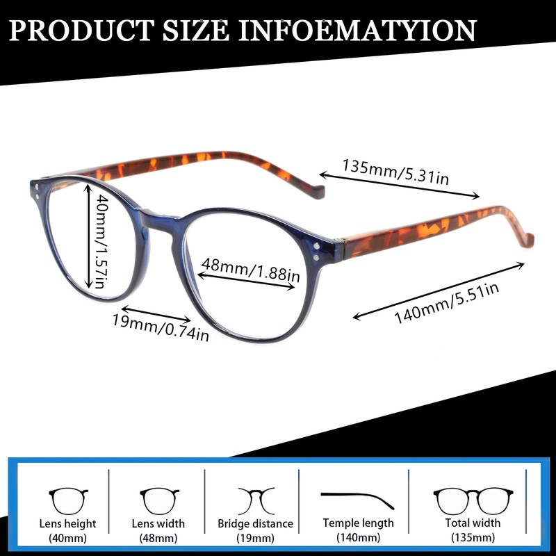 NORPERWIS 5 Pairs Reading Glasses - Standard Fit Spring Hinge