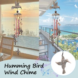 Wind Chime Garden, Wind Chimes for Outdoor Hanging Hummingbird, Wind Chime Balcony, Witch Bells Door Protector for Outdoors, Wind Chime Metal, Garden Decoration Outdoor, Wind Chime for Yard, Patio and