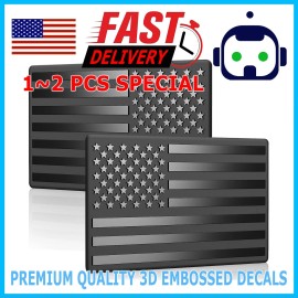 Miniduinio 3D American Flag Emblem Sticker Metal Decal Black  5"x 3" Car Truck SUV Decor - Both Right & Left
