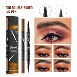 2-in-1 Waterproof Eyebrow Pencil – Dual-Ended Brow Pen with 4-Fork Tip & Precision Brush for Natural Hair-Like Strokes – Ultra-Fine, Smudge-Proof Tint that Lasts All Day (Light Brown)
