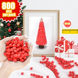 RAINFLOW Red Pom Poms for Crafts - Soft Fluffy Balls,pompones para llaveros for DIY Decor,Party Ornaments,Scrapbooking,Home Decorations,800 Pcs 1/2 Inch