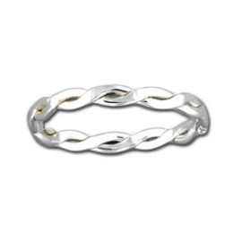Sterling Silver Toe Rings, Braided Band, Fitted Stacking Design, Sizes 2-5 (3.5)