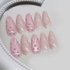 Press on Nails Medium Almond Nails Press Ons Glitter Pink