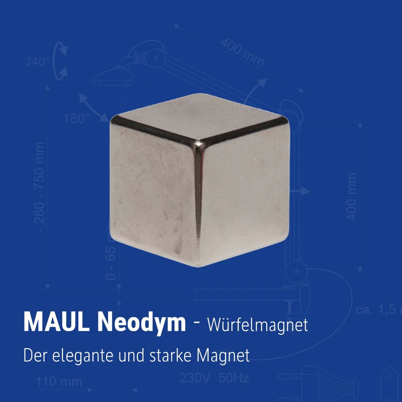Maul Neodymium Cube Magnet, Light Silver 22 Kg
