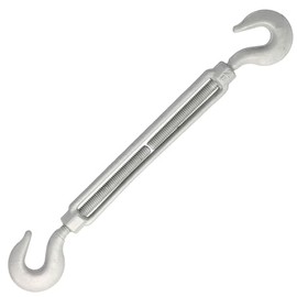 E-Rigging 3/8" X 6" Galvanized Hook & Hook Turnbuckle | Heavy Duty Solution for Sun Shade, Zip Lines, Tents, Hoisting - Ideal for Farmers, Utility Workers, Landscapers and DIY Projects