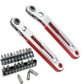 2 x Mini Magnetic Ratchet Wrench, 1/4 Inch Micro Screwdriver Handle, Ratchet Reversible Screwdriver Key Set for 20 Screwdriver Bits for Gadgets Cars Houses Machines Other Devices