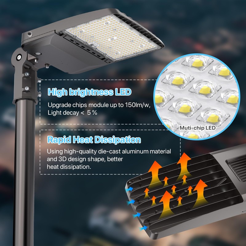 HYPERLITE LED Parking Lot Lights 200W with Dusk to Dawn