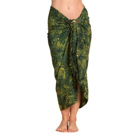 PANASIAM Sarong for Men and Women, 100% Handmade from Indonesia, Each Scarf is Unique, Opaque Wrap Skirt Also Extra Large, Batik with German Textile Colours, Beach Towel, B004 D.gruenton