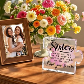 Sister Birthday Gifts, Big Sisters Gift Ideas from Sister, Unique Acrylic Puzzle Plaque Sister Gift Baskets Stuffers for Women Easter Birthdays Wedding