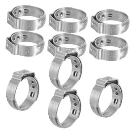 Gadpiparty 10pcs Stainless Steel Single Ear Hose Clips Drive Hose Clamps for Gas Heavy Duty Resistant for Home Automotive Industrial Applications