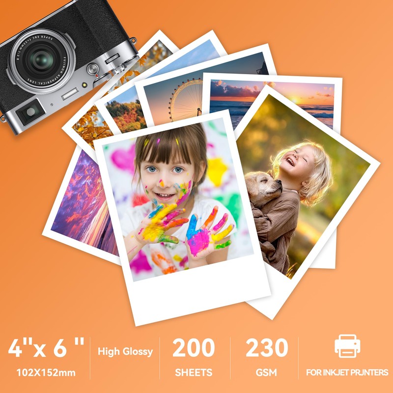 Qiareoiu 200 Sheets Photo Paper 6x4 inch, 230gsm Photo Paper,
