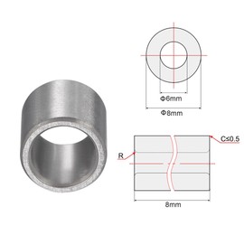 sourcing map Sleeve Bearings 6mmx8mmx8mm Chrome Steel Oilless Bushing 6pcs